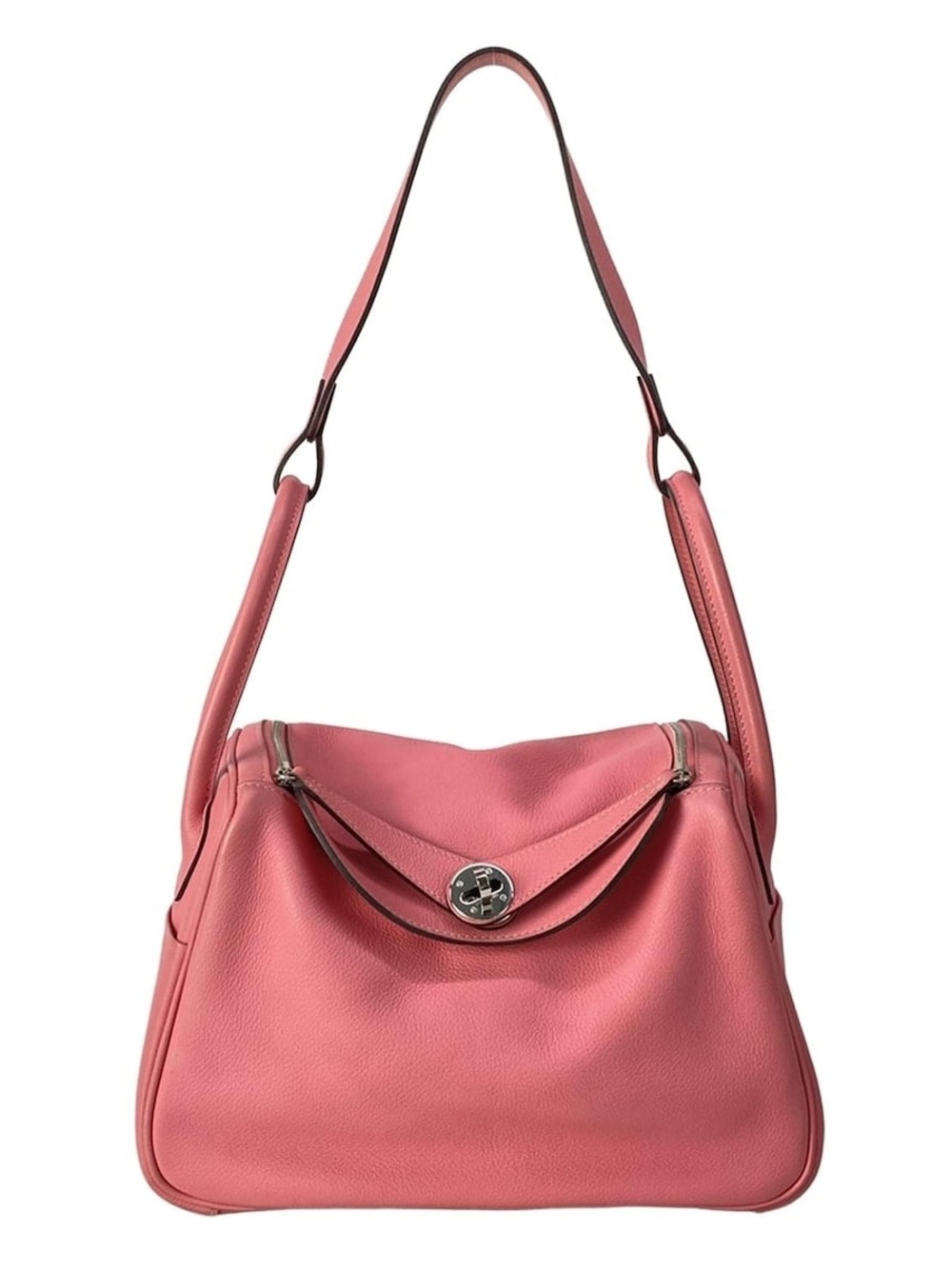 Authentic Hermes Lindy 26 rose Azalee pink leather bag